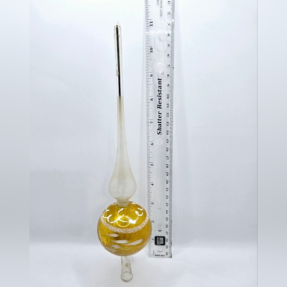 Vintage Glass Tree Topper European Yellow Mica 11" - Picture 2 of 10
